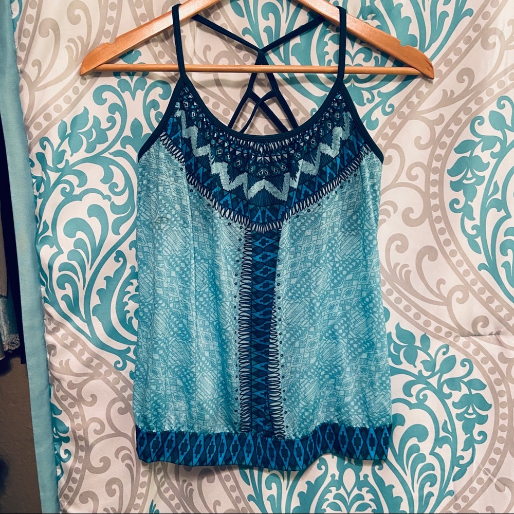 Prana Yoga Top, Medium, Blue, Teal colors